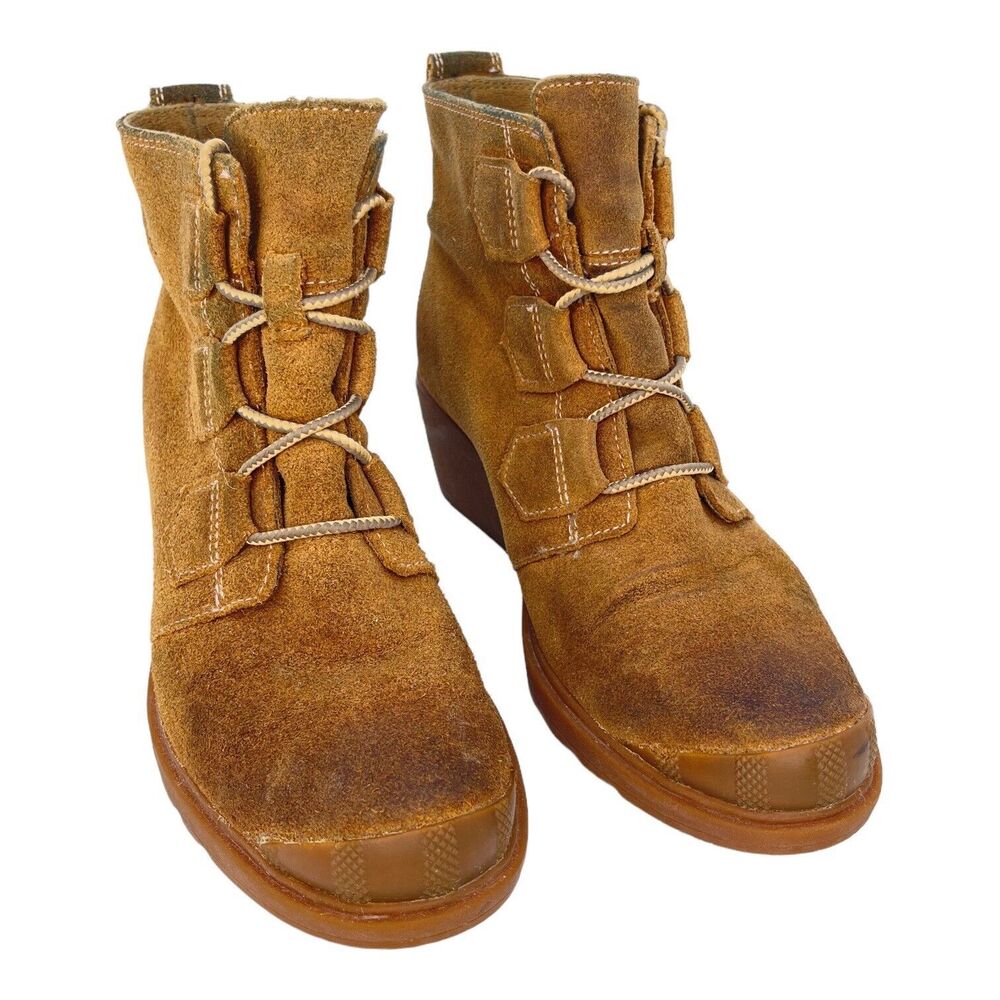 Sorel Toronto Waterproof Lace Up Wedge Boots Oiled Suede NL 2115 Women Size 7